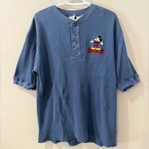Disney Blue Mickey Mouse Button Down Shirt